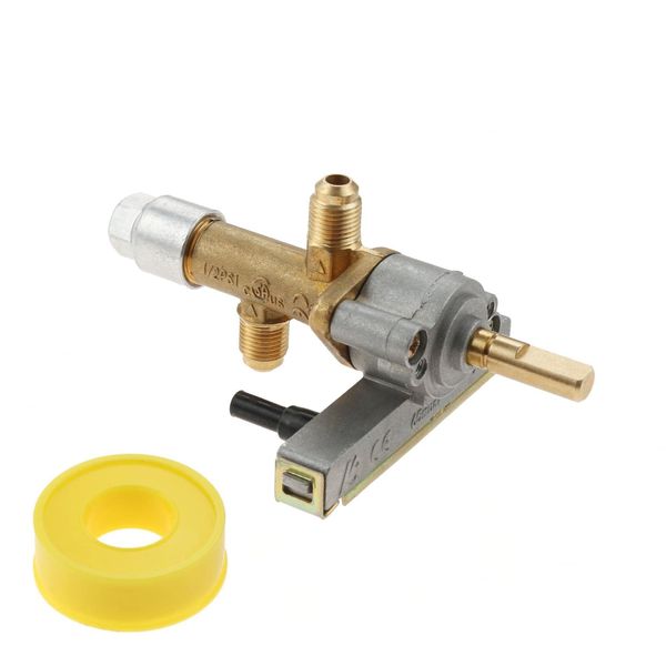 Lemfema Gas Safety Control Valve with Piezo Push Ignition Device Replacement for Garden Sun Propane Powered Patio Heater Repair Replaces Parts（7/16"-24 UNEF Inlet & Outlet）