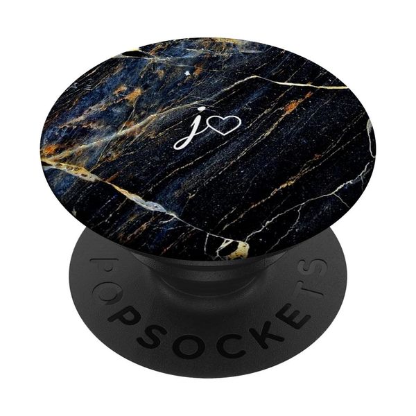 White Initial Letter J Heart Minimalist Black PopSockets Standard PopGrip
