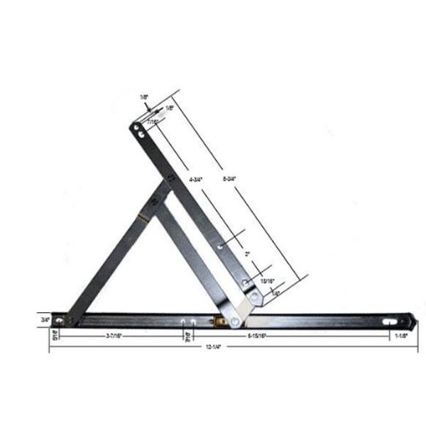 12" 4-Bar Standard Duty Stainless Steel Friction Hinge