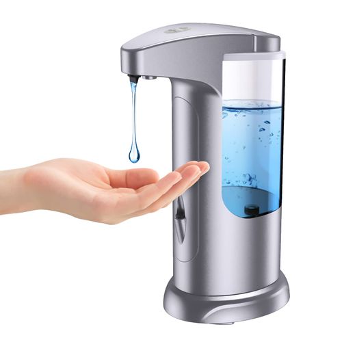 AMIR 12.5oz Touchless Automatic Soap Dispenser, Battery Operated Automatic Liquid Hand Soap Dispenser, Adjustable Volume, Water-Resistant for Kitchen and Bathroom