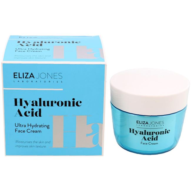 Eliza Jones Gesichtstagescreme 50 ml, Intensive Feuchtigkeitsversorgung, Faltenprävention und Strahlender Hauteffekt (Hyaluronic Acid Ultra Hydrating)