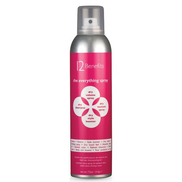 12 Benefits The Everything Hair Spray, 4-in-1 Dry Shampoo for Hair Texture, Volume, Style Boost and Dry Wash - Refreshes Blowouts & Extends Color - All in One Hair Spray, Made in USA (7 Oz)