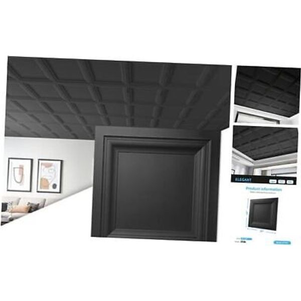 -Pack Square Drop Ceiling Tile 2ft x 2ft, PVC Ceiling Panel 24 x 24*24 12 Black