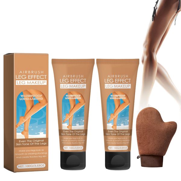 Self Tanner Self Tanning Lotion, Selbstbräuner 2 Stück Selbstbräunungscreme Selbstbräunungslotion Sonnenbräunungscreme mit einem Selbstbräunungshandschuh, für Gesicht Körper Beine Arme (Wheat, 200g)