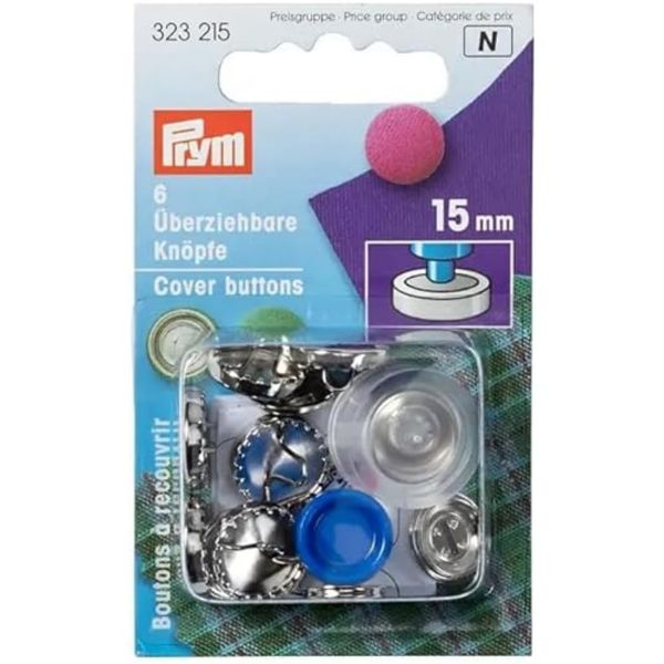 Prym Fabric Cover Button, Metal, Gold, 15mm Thickness, 6