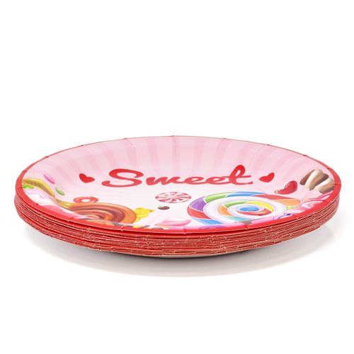 Gift Boutique 122 Pcs Candyland Party Supplies Set Paper Plates Cups Napkins for Colorful Sweet Candies Shoppe Lollipops Birthday Disposable Dinnerware Serves 24