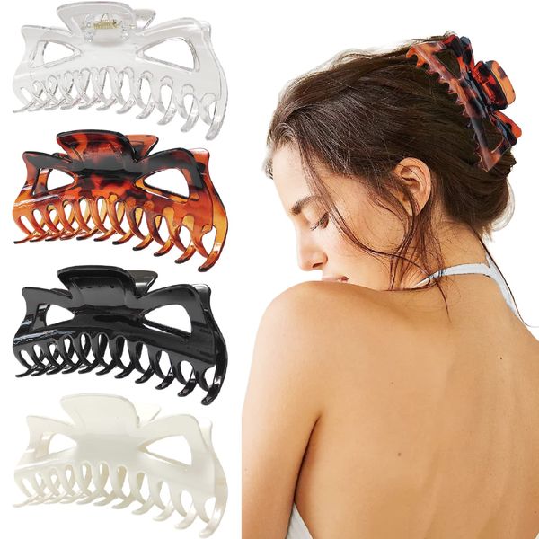 LILIEBE 5.5” Large Hair Claw Clips, Big Hair Clips Enough to Hold Your Hair, Hair Clips for Women Thick Hair (Shiny-4pcs)