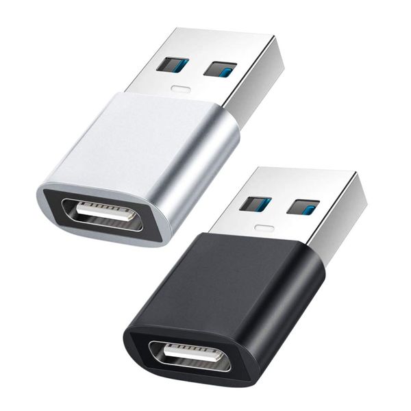 YOKELLMUX USB Converter Adapter, Type-C (Female) to USB (Male), Small USB 3.1, Set of 2, 10Gbps, Rapid Charging & High Speed Data Sync, Type C Connector Converter, Compatible with PCs, Chargers, Etc