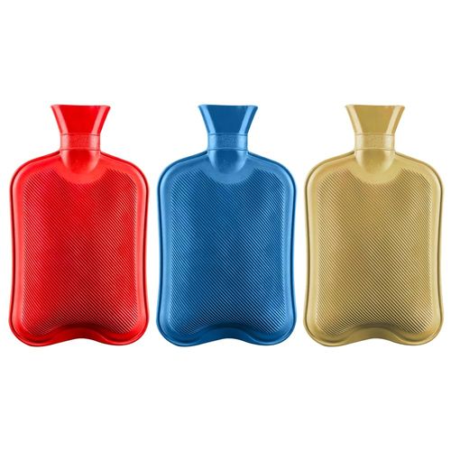 ZOPPER - Hot Water Bottle 1 Liter - Natural Rubber Hot Water Bag for Back Pain, Neck Shoulder, Period Cramps Pain Relief, Secure & Leakproof Heating Pads - 1 Unit Random Colour Dispatch