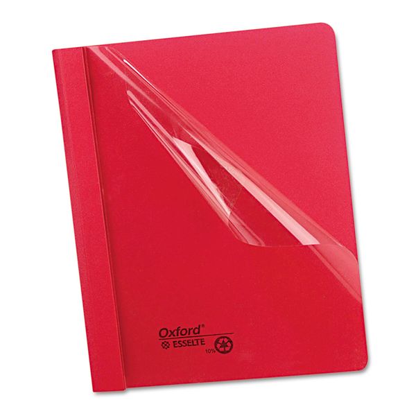 Oxford 55811 Clear Front Report Covers,LTR, 1/2-Inch Cap., 25/BX, Red