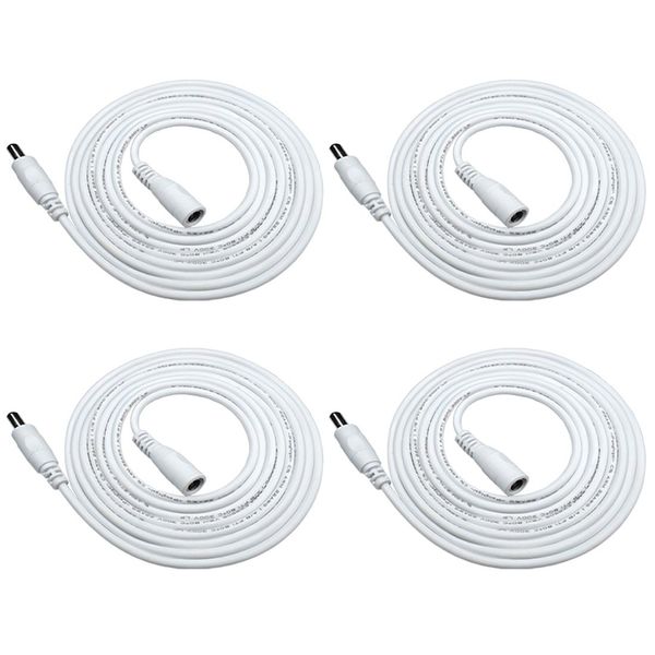 Liwinting 4pcs 1m/3.28ft DC Extension Cable 2.1mm x 5.5mm Male to Female Connector, DC Power Cord Extension Cable for Power Adapter, 12V CCTV Wireless IP Camera, Monitors, Led, Car - White