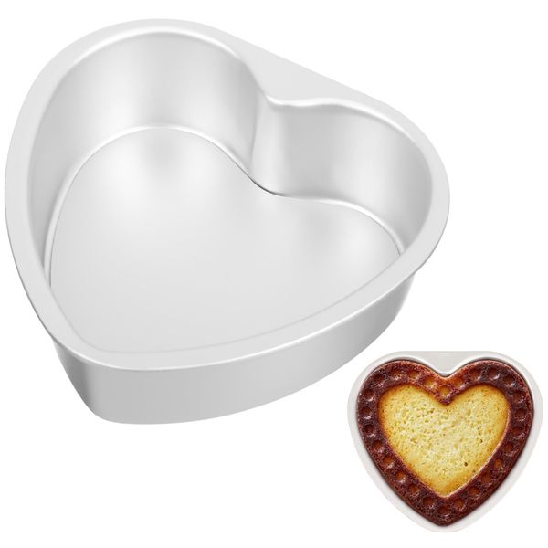 Kichvoe 6inch Deep Heart Cake Pan with Removable Bottom Aluminum Cake Pan Cheesecake Pan Chiffon Cake Mold for Oven Baking