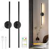 Wireless Battery Operated Wall Sconces with Remote, Black Rechargeable Led Wall