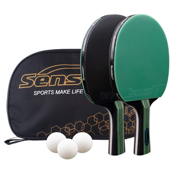 Senston Table Tennis Set with 2 Table Tennis Rackets, 1 Portable Bag and 3 Ping Pong Balls for Beginners, Mid-End Players Training, Competition