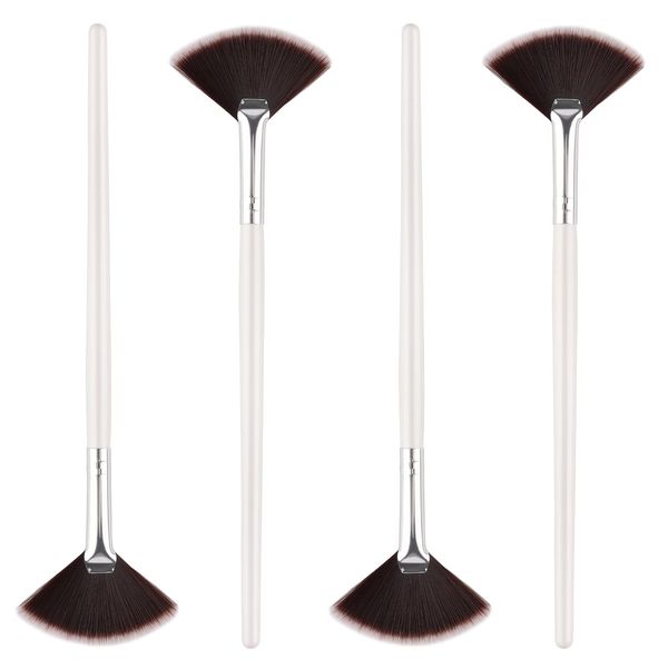 SAVITA 4Pcs Fächerpinsel, Fächerpinsel Acryl Fächerpinsel Make Up Fächerpinsel Set Gesichtsmaskenpinsel Make-up-Pinsel für Peeling Schlafmaske Schlammmaske Make-up(Farbverlauf Braun)