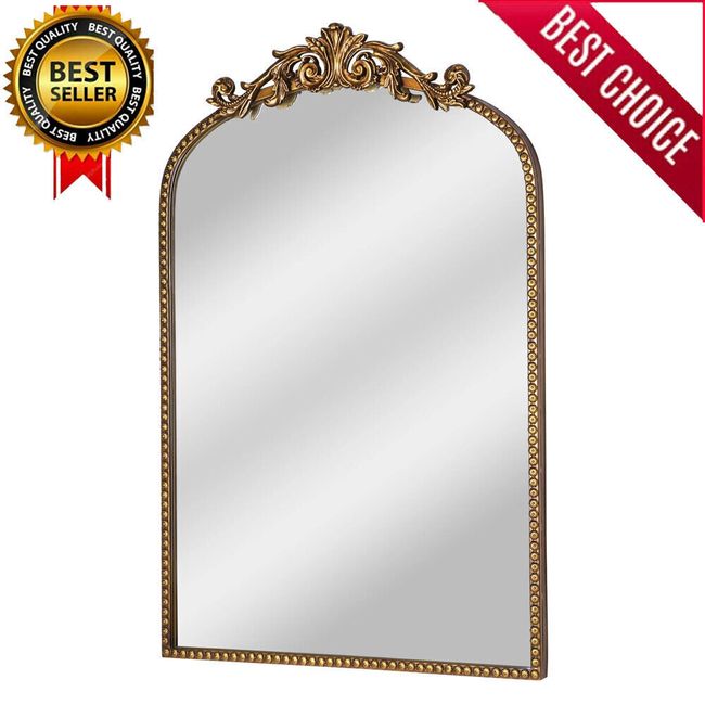 Arch Metal Wall Mirror Décor Gold Sturdy 20 X 1 X 30 In Any Living Room Bedroom