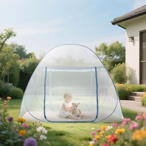 Pop-Up Mosquito Net Tent for Bed, Portable Folding Design Outdoor Camping Bed Tent with Net Bottom for Baby Adults, Easy to Install and Wash for Single/Twin Size Bed 75 x 59 x 39 inch