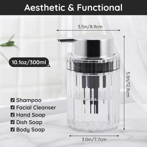 Segbeauty Clear Foaming Soap Dispenser, 2 Pack 10.1oz Refillable Plastic Hand Soap Lotion Dispenser Set, 300ml Bathroom Soap Dispenser Wide Mouth Foaming Pump Bottle Foam Soap Dispenser for Kitchen