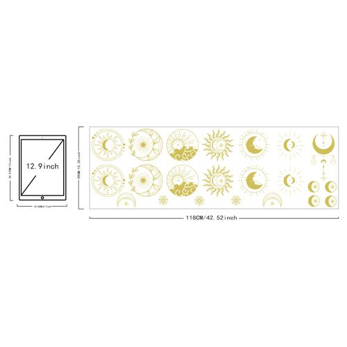 beinkmake Mystical Sun Moon Wall Decals Stickers Bathroom Wall Art Stickers Peel and Stick Murals for Nursery Bedroom Living Room Decor