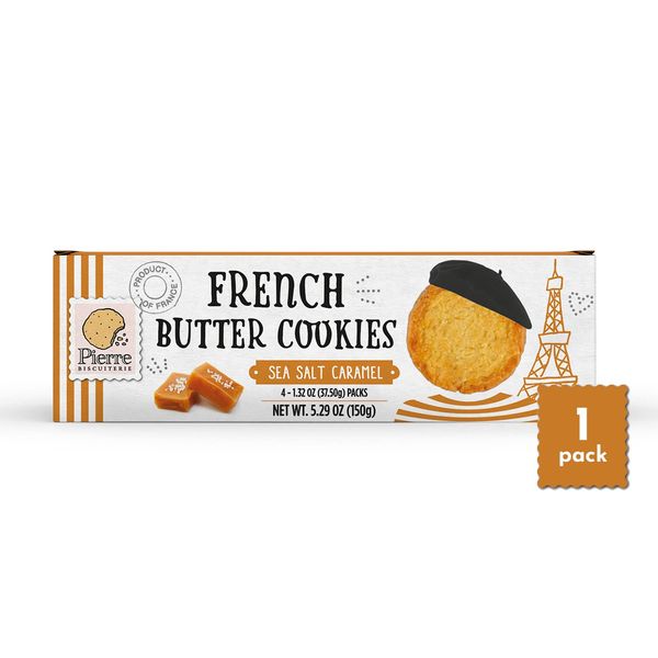 Pierre Biscuiterie French Butter Cookies with Sea Salt Caramel 5.29 Ounce Box (Pack of 1)