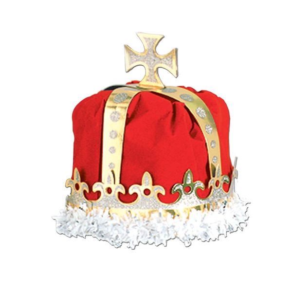Beistle Royal Kings Crown Hat, One Size, Red (66109-R)