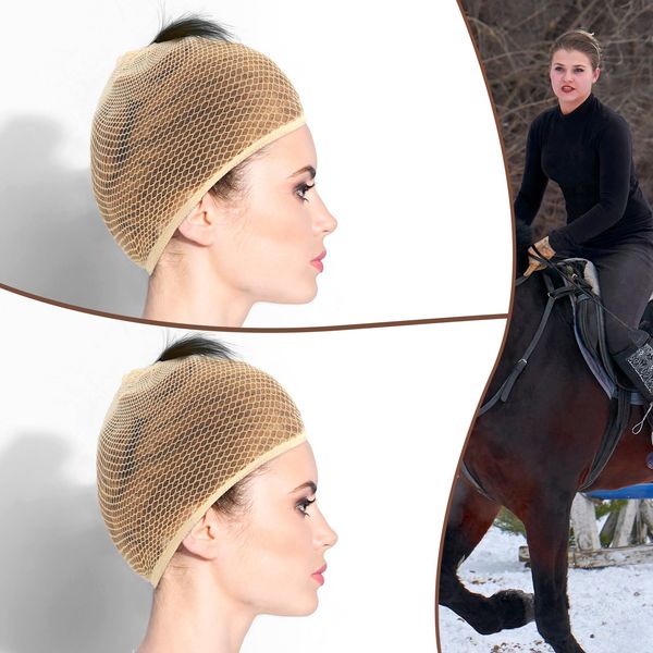 Yuxung 4 Pieces Women Ride Hair Net No Knot Hair Net Equestrian Hair Net Hair Cap Weaving Caps Wig Caps for Long and Short Hair (Blonde)