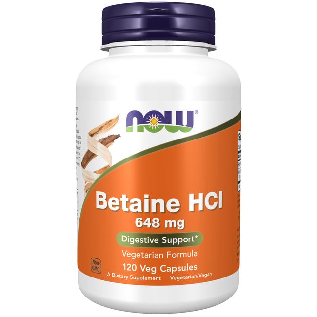 NOW Foods Betaine HCl, 648 mg, 120 Capsules