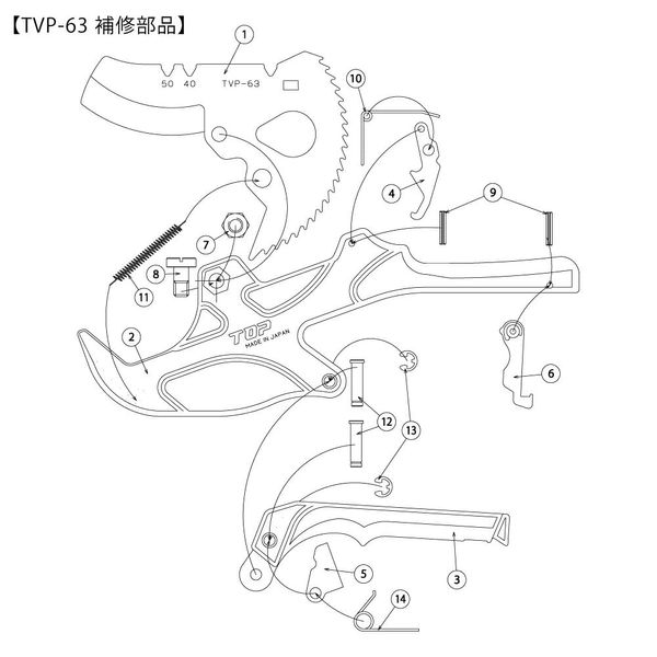 TOP Industrial TVP-63K Envi Pipe Cutter, PVC Pipe, Plumbing, Replacement Blade for TVP-63, Tsubame Sanjo, Made in Japan