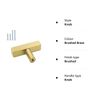 goldenwarm 20 Pack Gold Drawer & Cabinet Knobs - Brushed Brass Cupboard Knobs Square Single Hole Gold Handles Stainless Steel