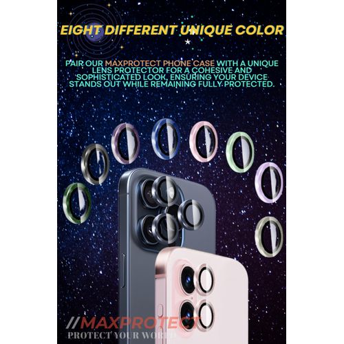 //MAXPROTECT iPhone16 Pro/Pro Max Premium HD Camera Lens Protector; 9H Hardness Glass; Anti-Fog; Dustproof; Scratch-Resistant; Moisture Resistance; Case Friendly Design, Seamlessly Compatible with All Phone Cases 1 Pack (Lilac, IPhone16 Pro/Pro Max)