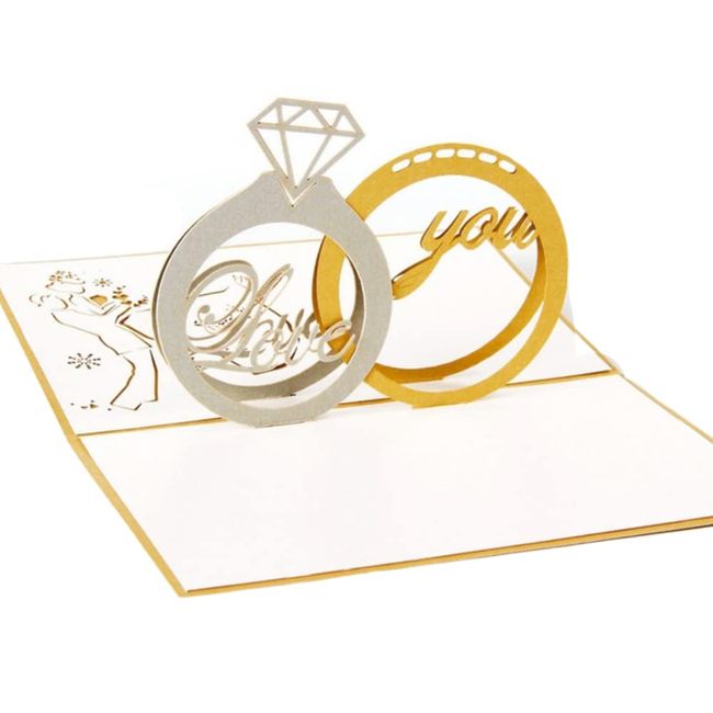 ANAMO Message Card Proposal Birthday 3D Greeting Card Pop-Up 3D Letter Celebration Writing Anniversary with Envelope (Wedding Band)