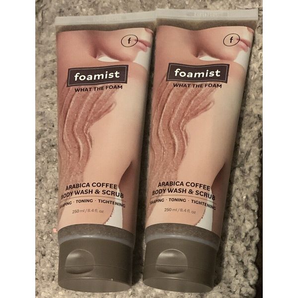 2 PACK FOAMIST Arabica Coffee Body Wash & Scrub 8.4 fl oz