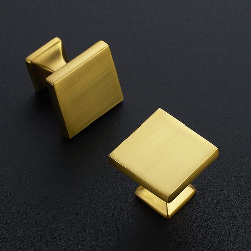 Home Expert 5 Pack Cabinet Knobs Gold Kitchen Cabinet Knobs Gold Knobs for Dresser Drawers Brushed Brass Kitchen Hardware for Cabinets Square Drawer Pulls