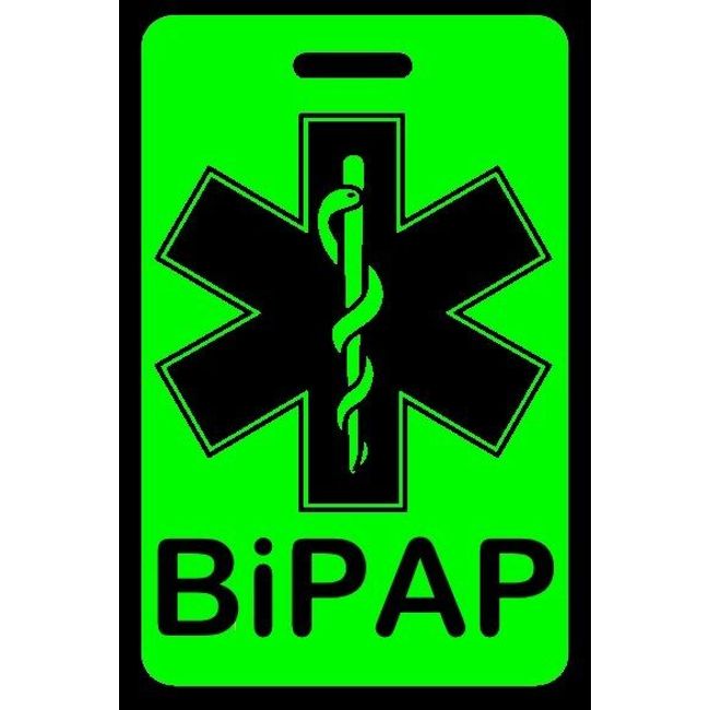 Hi-Viz Green BiPAP Carry-On Bag Tag - Sleep Apnea