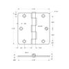 Deltana S35r414 Residential Thickness Radius Hinge, Bright Nickel