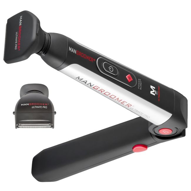 MANGROOMER - ULTIMATE PRO Back Shaver with 2 Shock Absorber Flex Heads, Power Hinge, Extreme Reach Handle and Power Burst