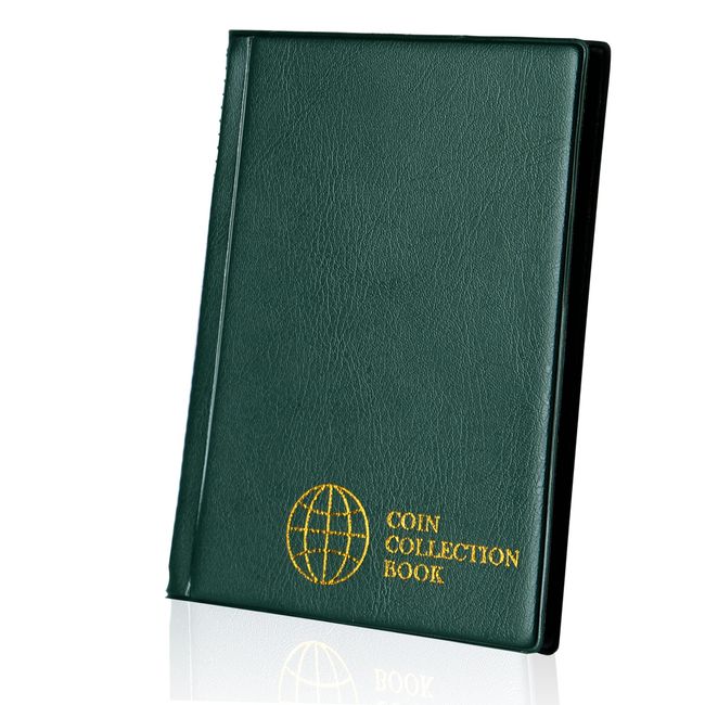 Coin Collection Album 120 Pockets - 3x3cm/1.2x1.2 inch Coin Holder Book Coin Storage Album Money Penny Pocket for Collectors Green CS0112GR