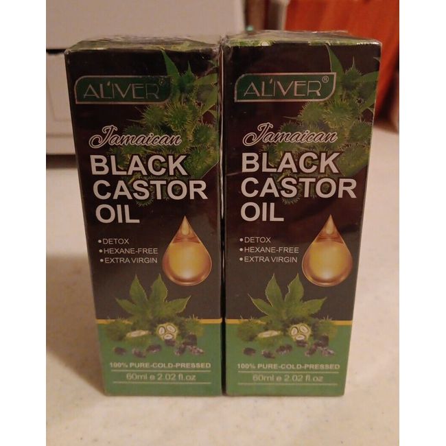2x Aliver Jamaican Black Castor Oil 2oz. Bottles 100% Pure Cold Pressed Exp 2026