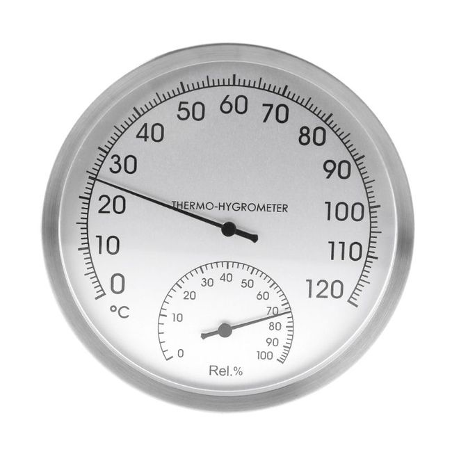 Set of Two Indoor/Outdoor Analog Thermometers with Hygrometers to