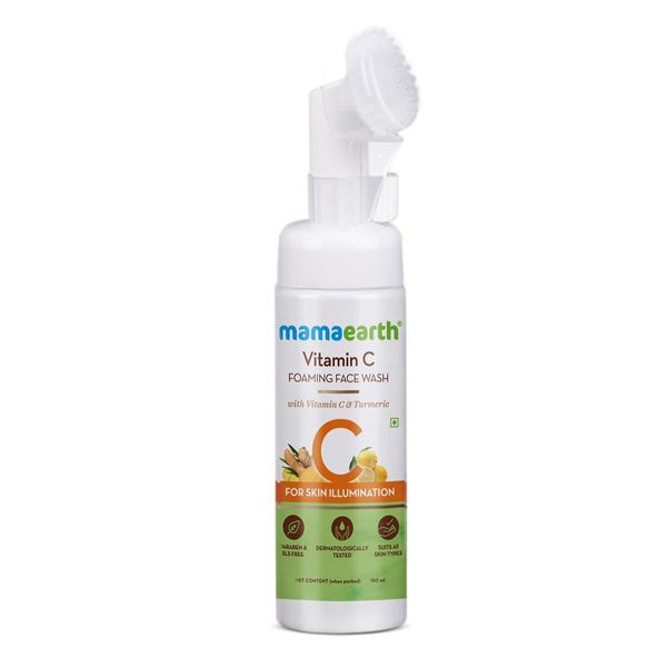 NWIL Vitamin C Face Wash with Foaming Silicone Cleanser Brush Powered by Vitamin C & Turmeric - 150ml