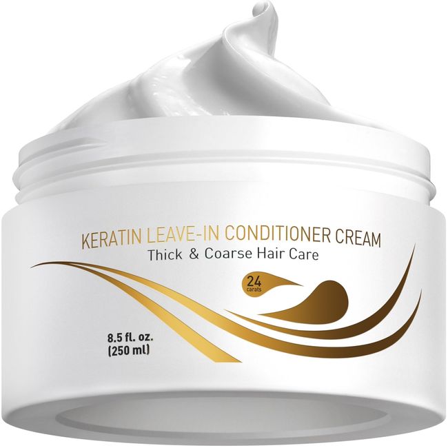 Vitamins Leave in Conditioner Cream - Indulgent Anti Frizz Conditioning for Curly Hair - Curl Defining Styling Detangler for Thick Coarse Natural Dry Damaged Hair (Keratin)