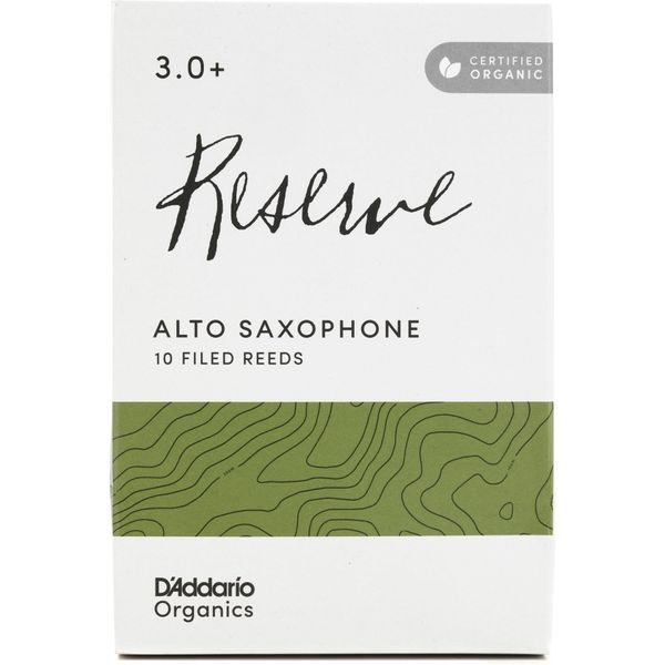 D'Addario Organic Reserve Alto Saxophone Reeds - Sax Reeds - The First & Only Organic Reed - 3.0+ Strength, 10 Pack