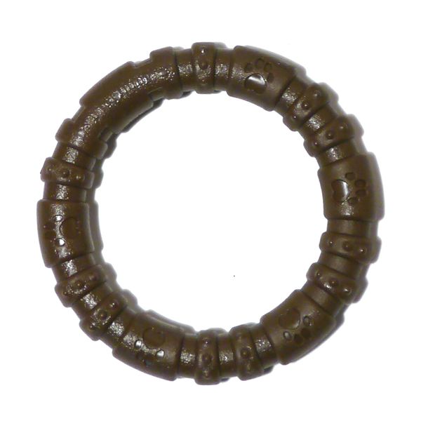 Rosewood small tough and durable chew and teething ring shaped dog toy for all small dogs and puppies made of tough nylon material, Chocolate flavoured and scented, brown