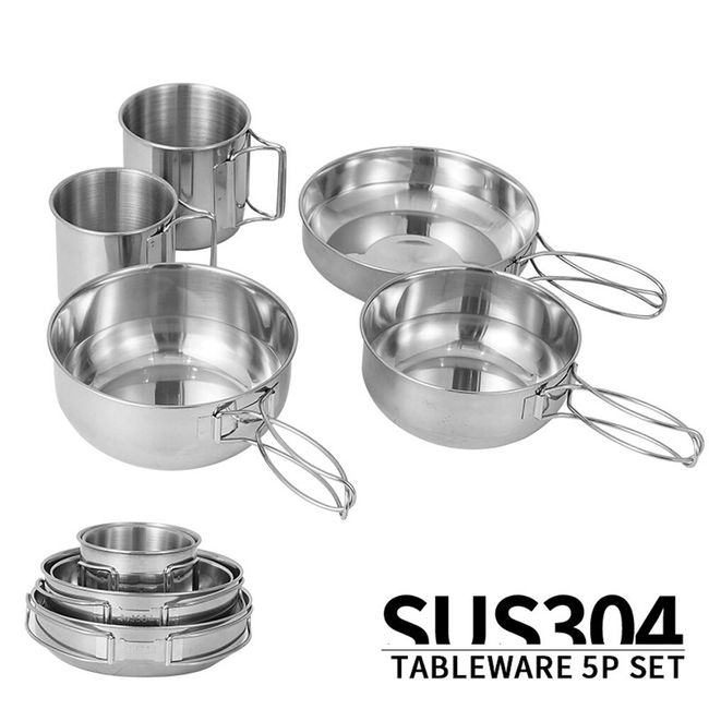 Outdoor Portable Camping Cookware Set, Stainless Steel