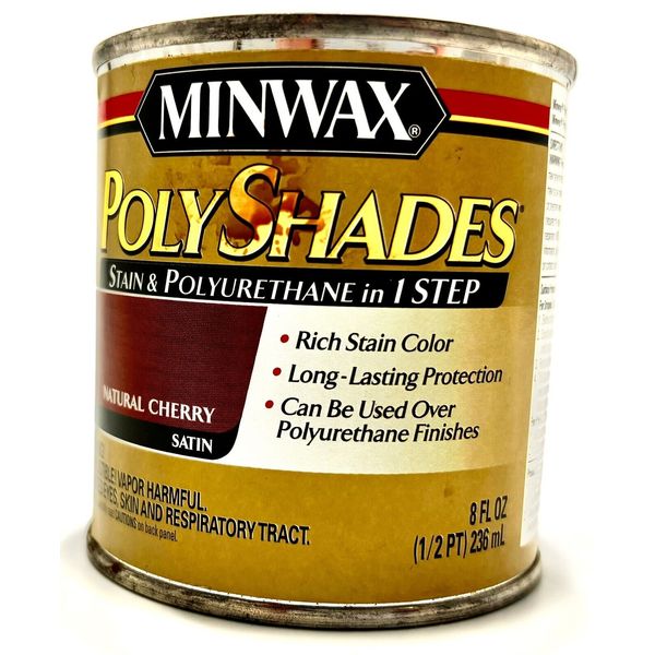 Minwax PolyShades Natural Cherry Satin Wood Stain. New. 1/2 Pint