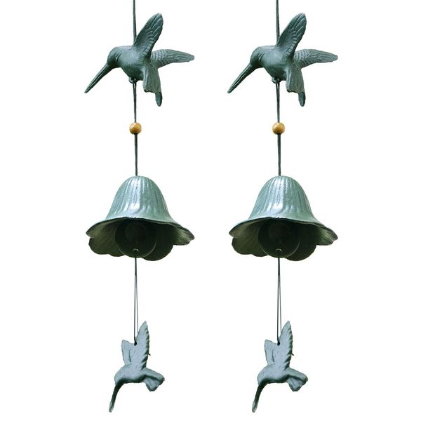 Hwagui Iron Wind Chime, Little Bell Bell, Green Wind Chime, Gift for Family Celebration, Room, Room Divider, Brazier