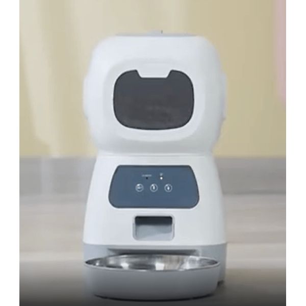 Smartpaws Remote-Controlled Pet Feeder: Automatic Food Dispenser With App Control And Voice Recording - White / Uk