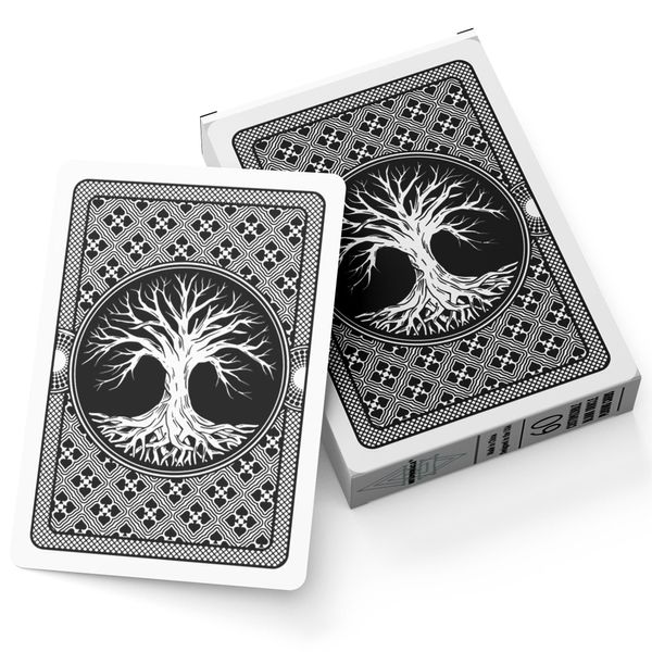 Metaphoracle Tree of Life Blank Playing Cards - Deck of DIY Customizable Blank Poker Cards to Create Your Own Oracle Cards, Tarot Cards, and Card Games / 60 Cards (Black)