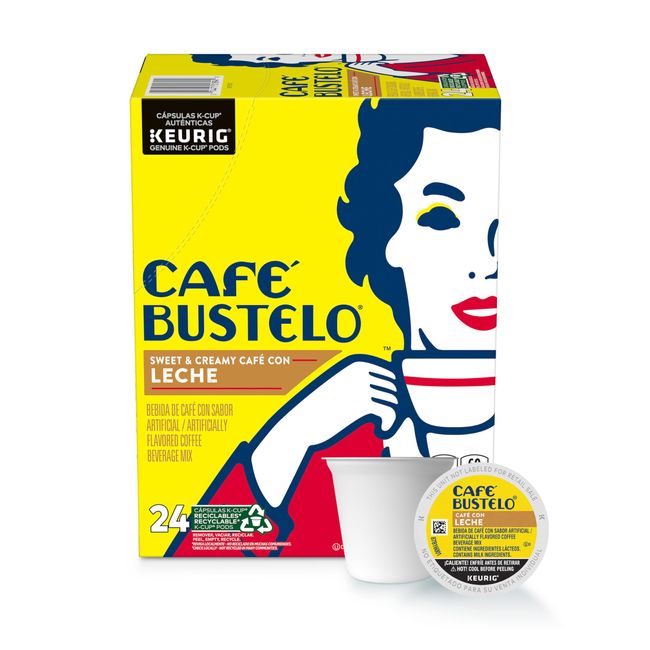 Café Bustelo Sweet & Creamy Café con Leche Coffee Drink, 24 Keurig K-Cup Pods