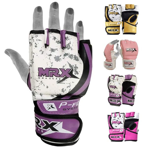 MMA Ladies Grappling Training Gloves Cage Women Fighting Sparring Gloves Purple (Medium)